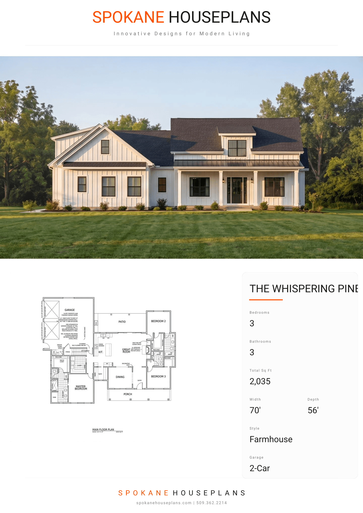 THE WHISPERING PINES FARMHOUSE plan flyer