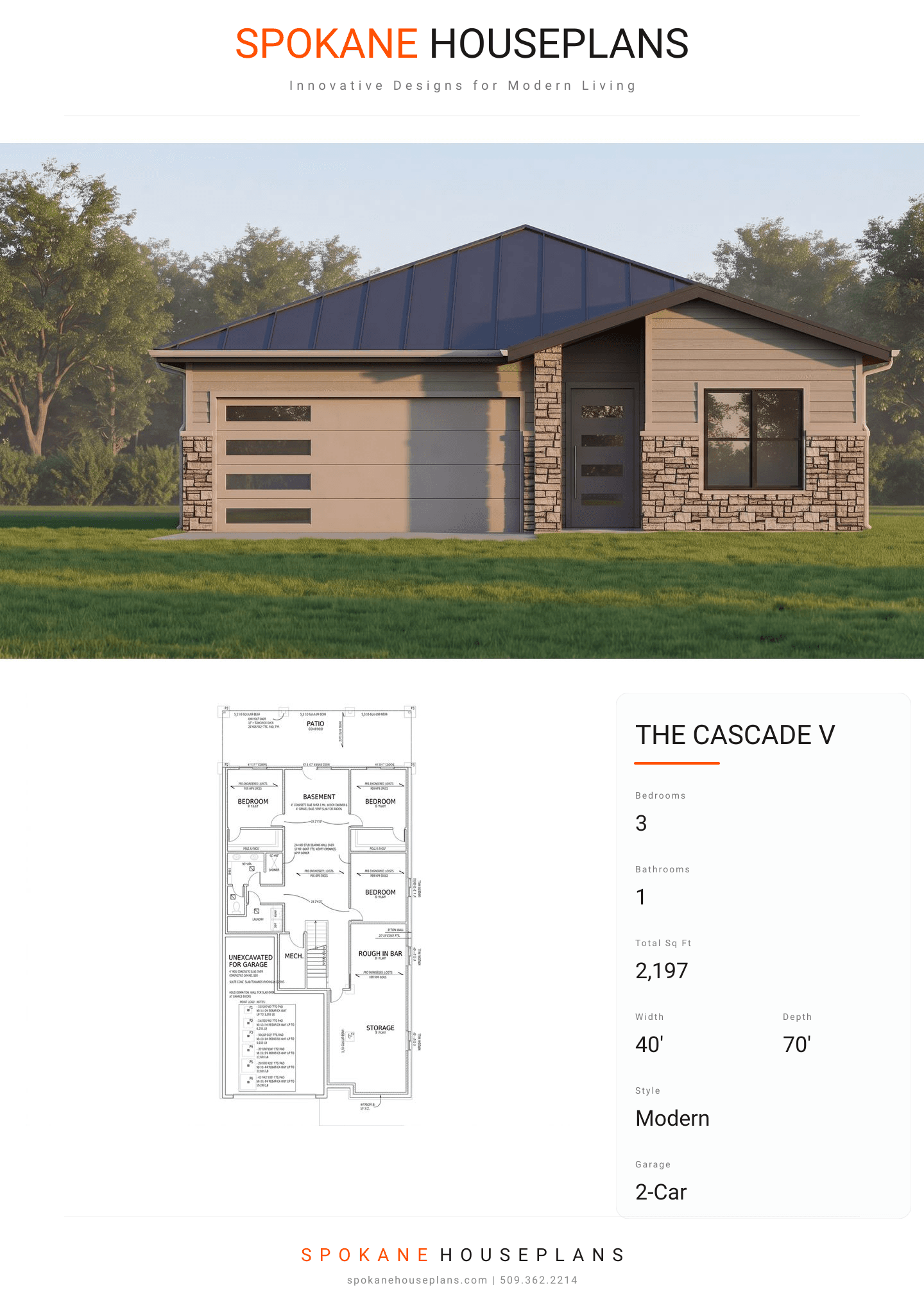 THE CASCADE V plan flyer